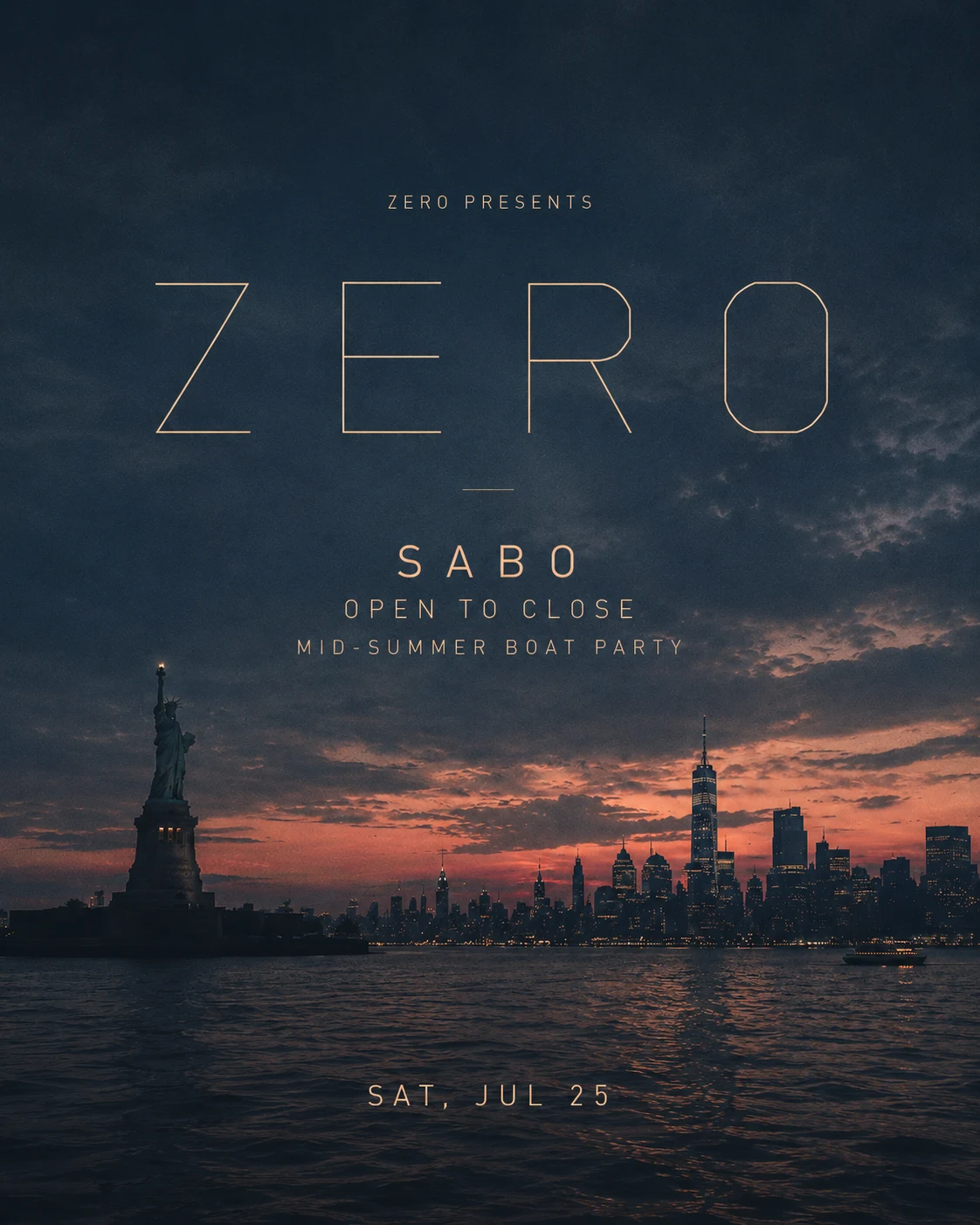 Zero Presents: Sabo- Open To Close - Mid-Summer Boat Party