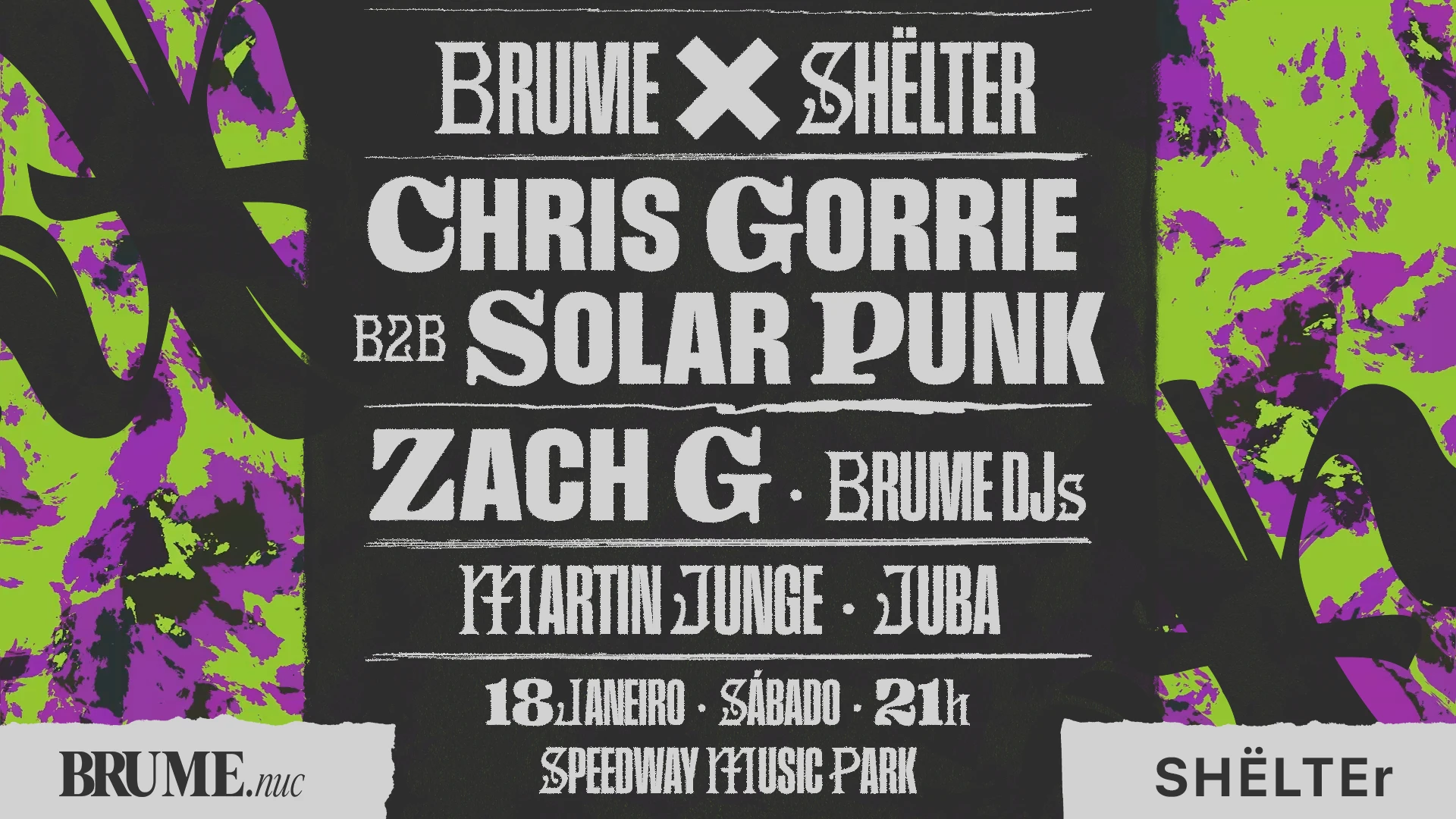 Brume & Shelter Apresentam: Zach G, Chris Gorrie, Solar Punk