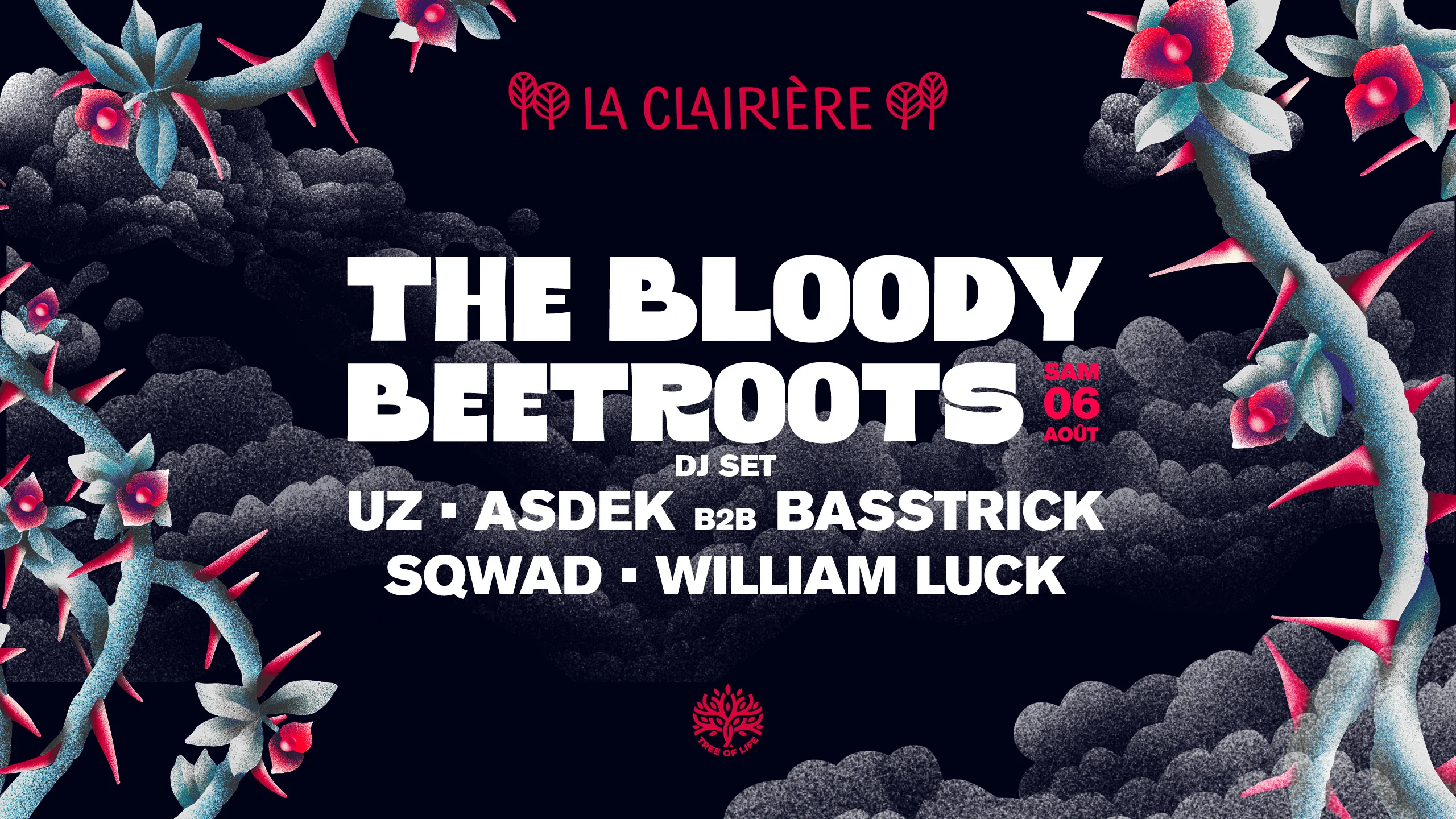 La Clairière : The Bloody Beetroots, Uz, Asdek B2b Basstrick, Sqwad