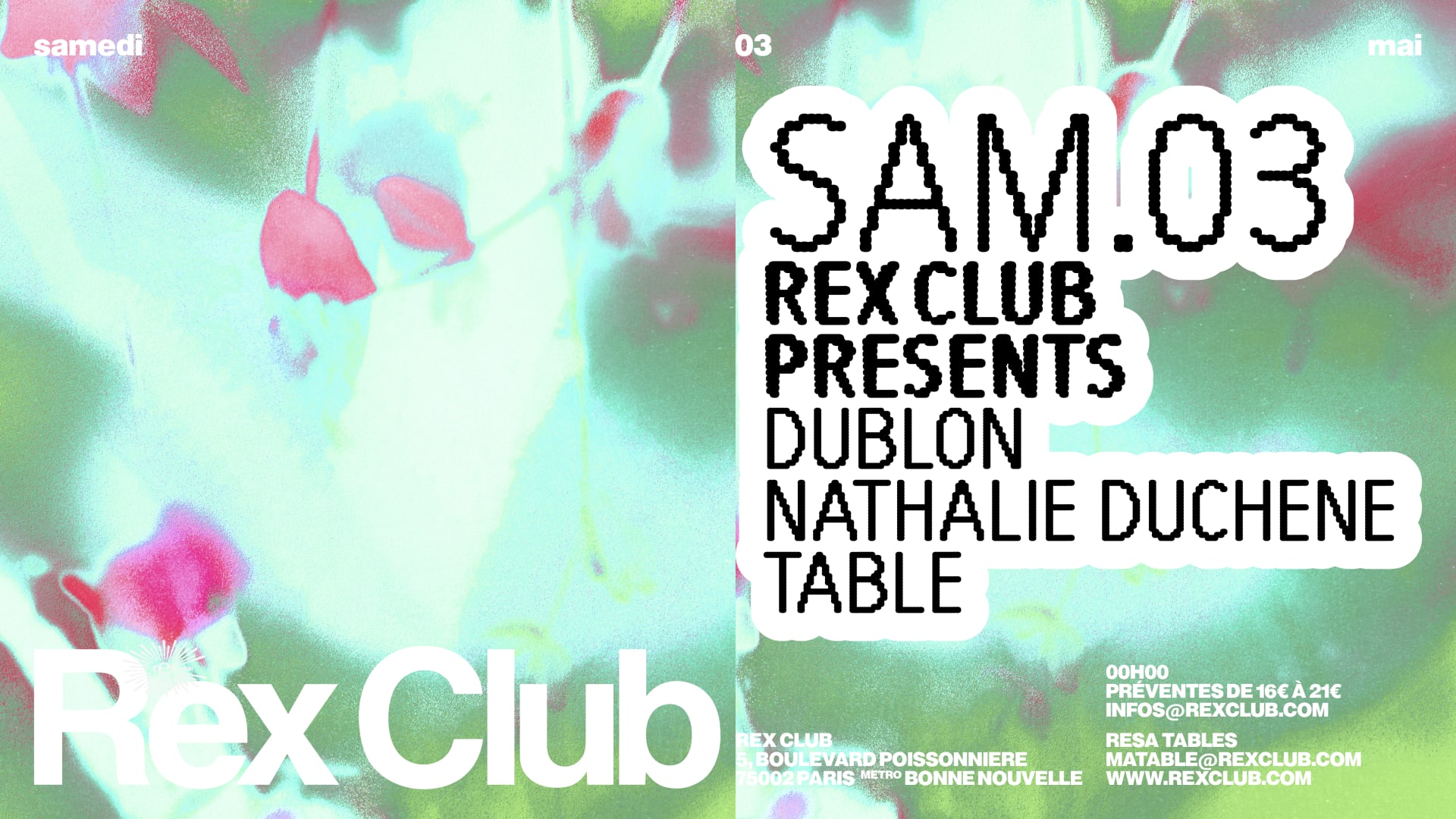 Rex Cub Presents: Dublon, Nathalie Duchene, Table