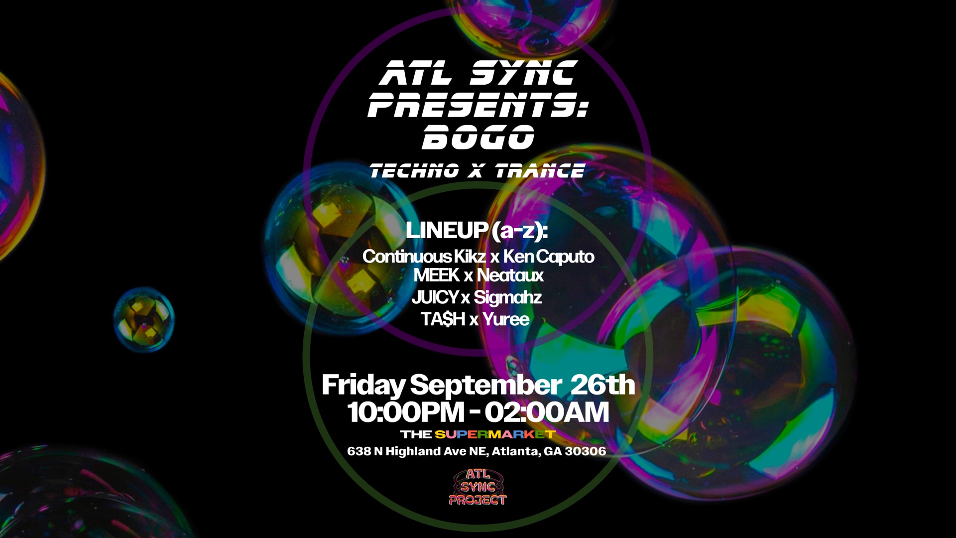 Atl Sync Project Presents: Bogo – Techno X Trance