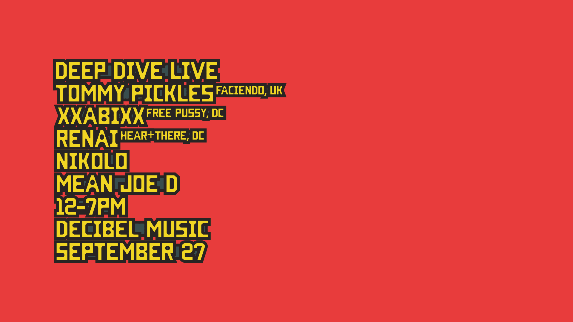 Deep Dive Live - Tommy Pickles (Faciendo, Uk) & Friends