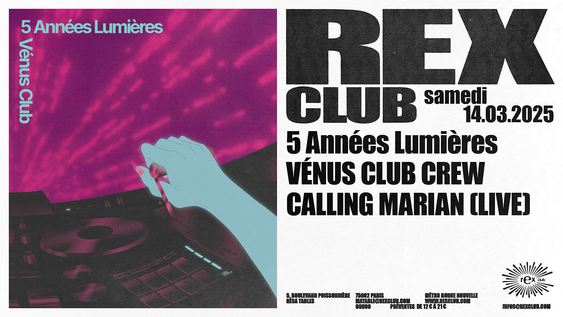 Venus Club 5 Années Lumières : Calling Marian (Live) & More