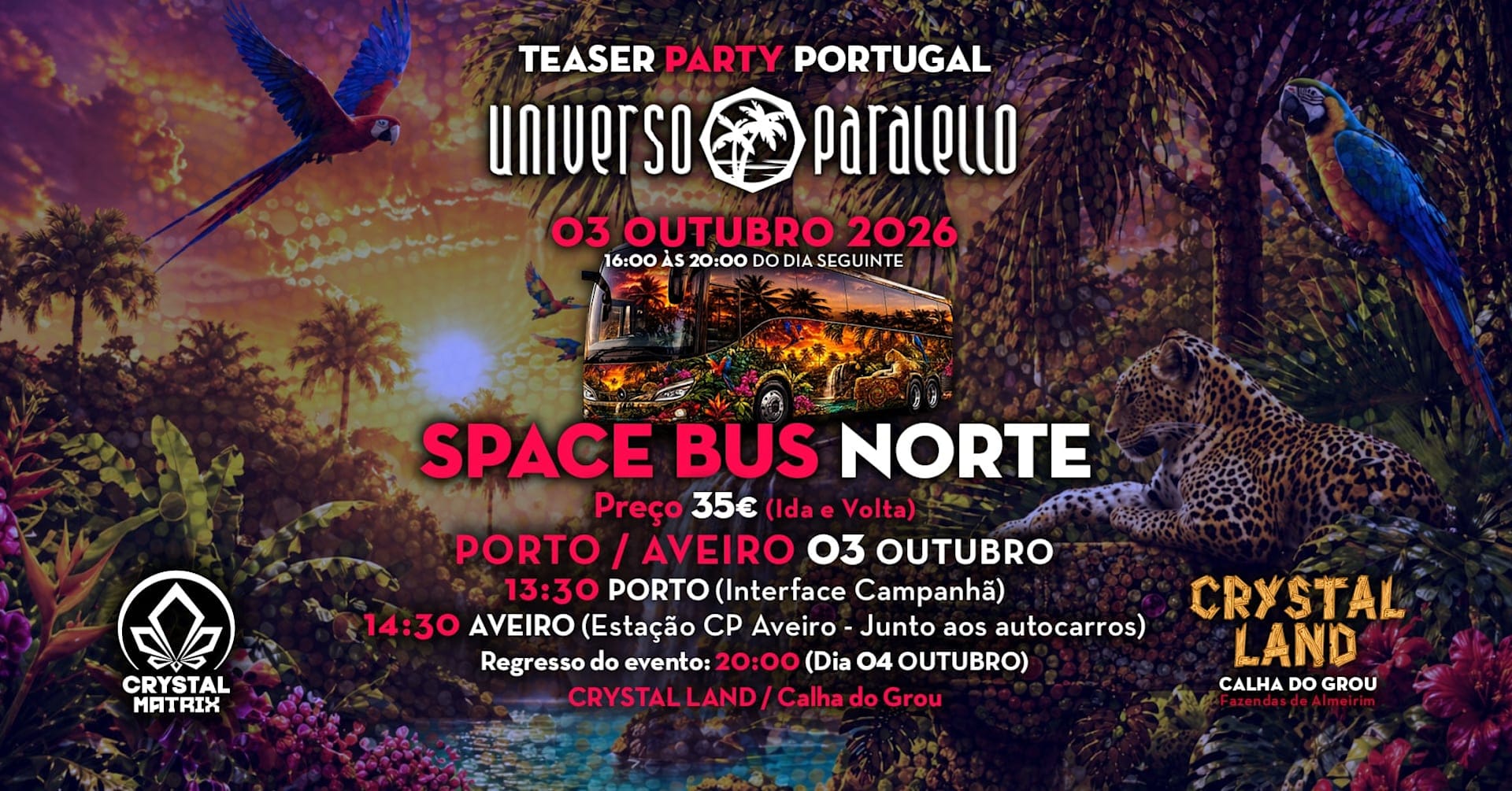 Bus Porto Aveiro Universo Paralello 2026