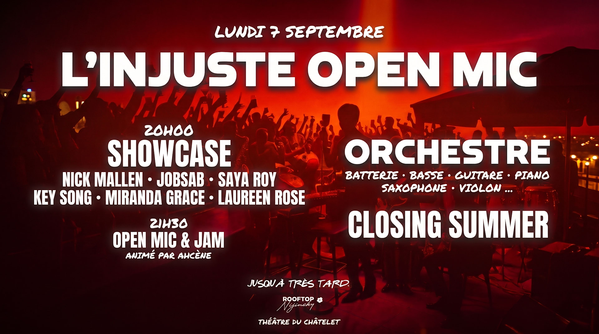 Linjuste Open Mic Closing Rooftop Nijinsky Theatreduchatelet