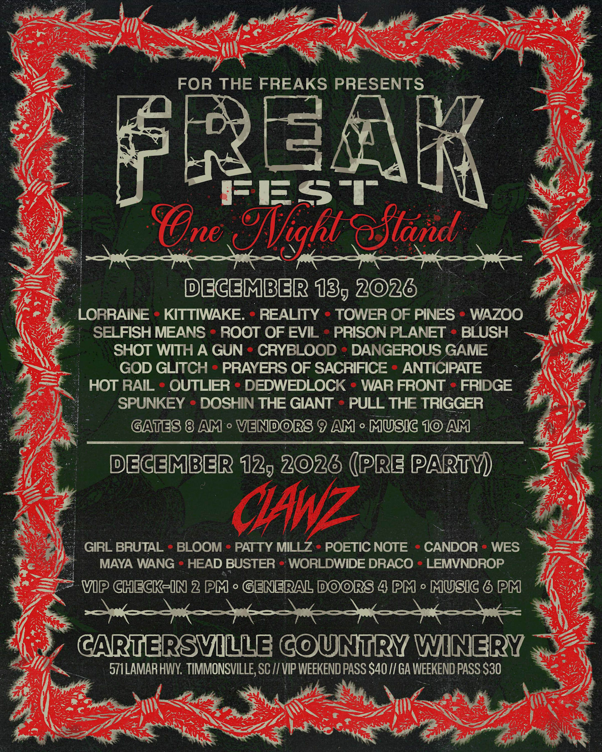 Freak Fest: One Night Stand - Holiday Bash