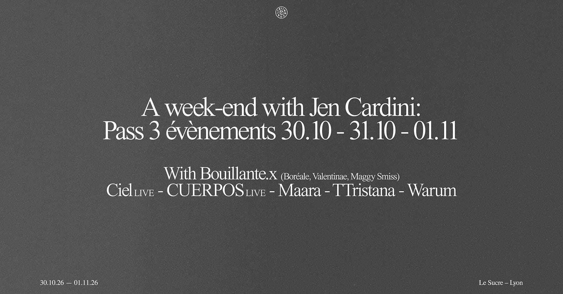 A Week-End With Jen Cardini : Pass 3 Événements