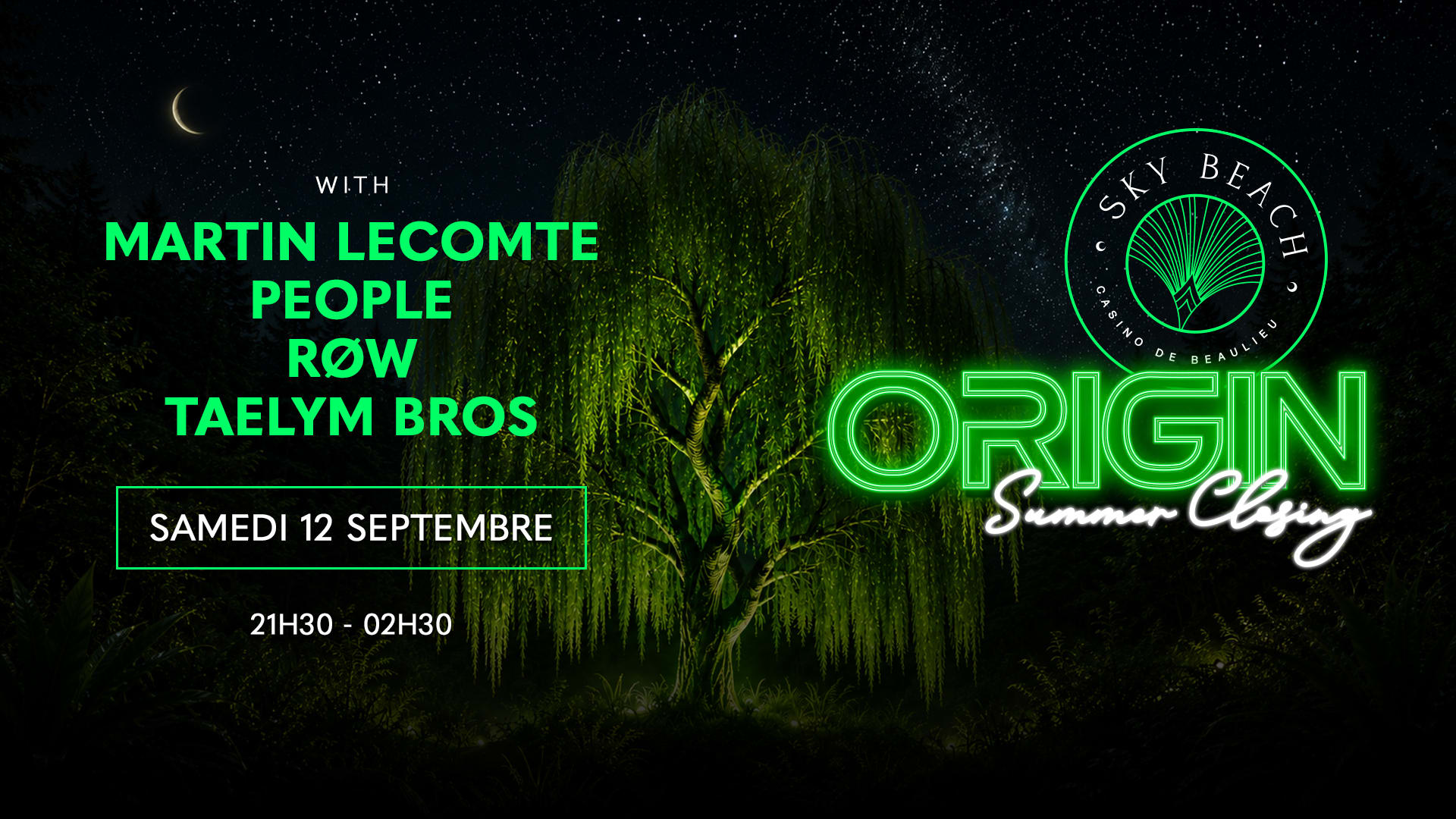 Skybeach X Origin : Samedi 12 Septembre