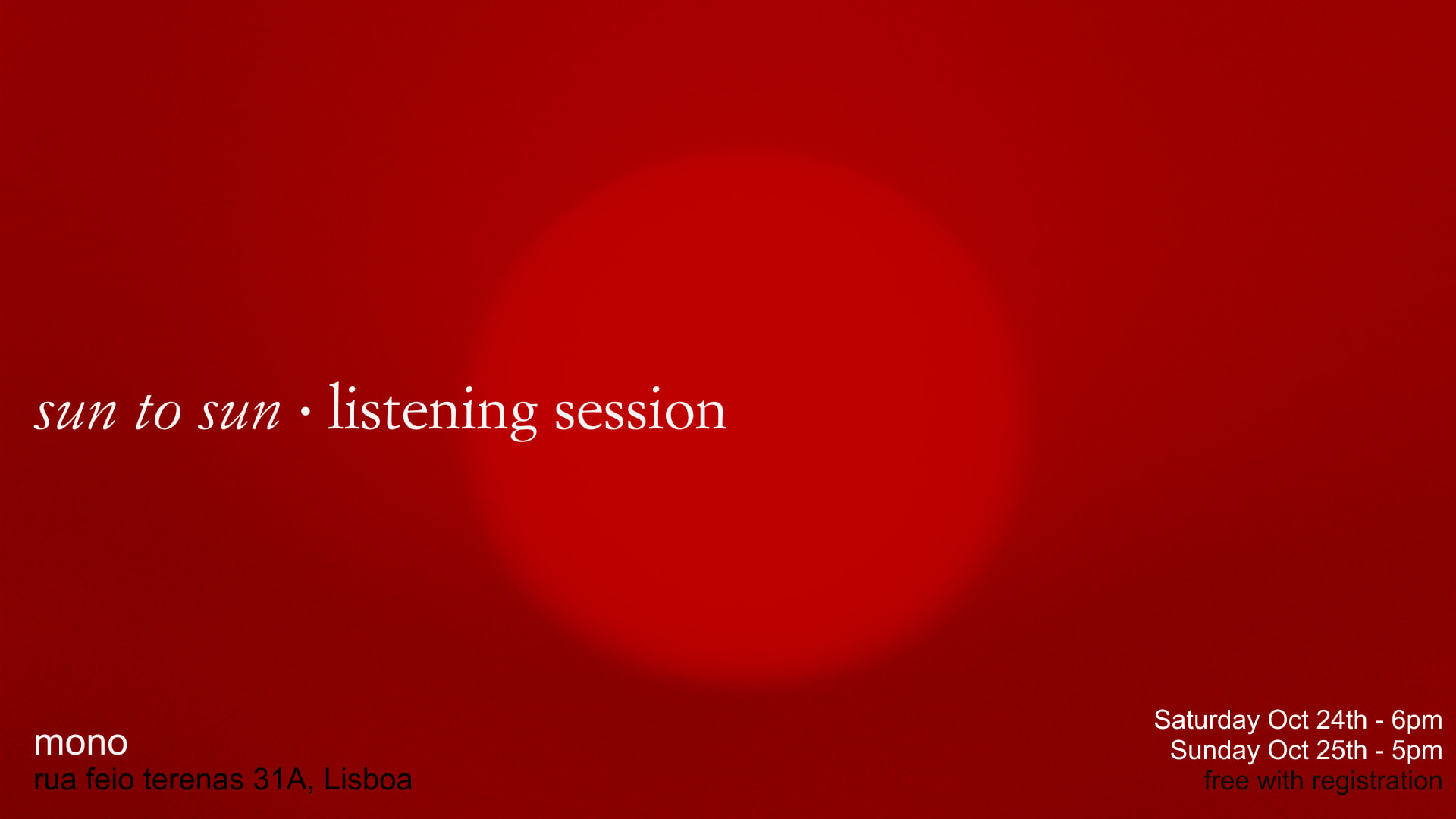 Sun To Sun: Saturday Listening Session
