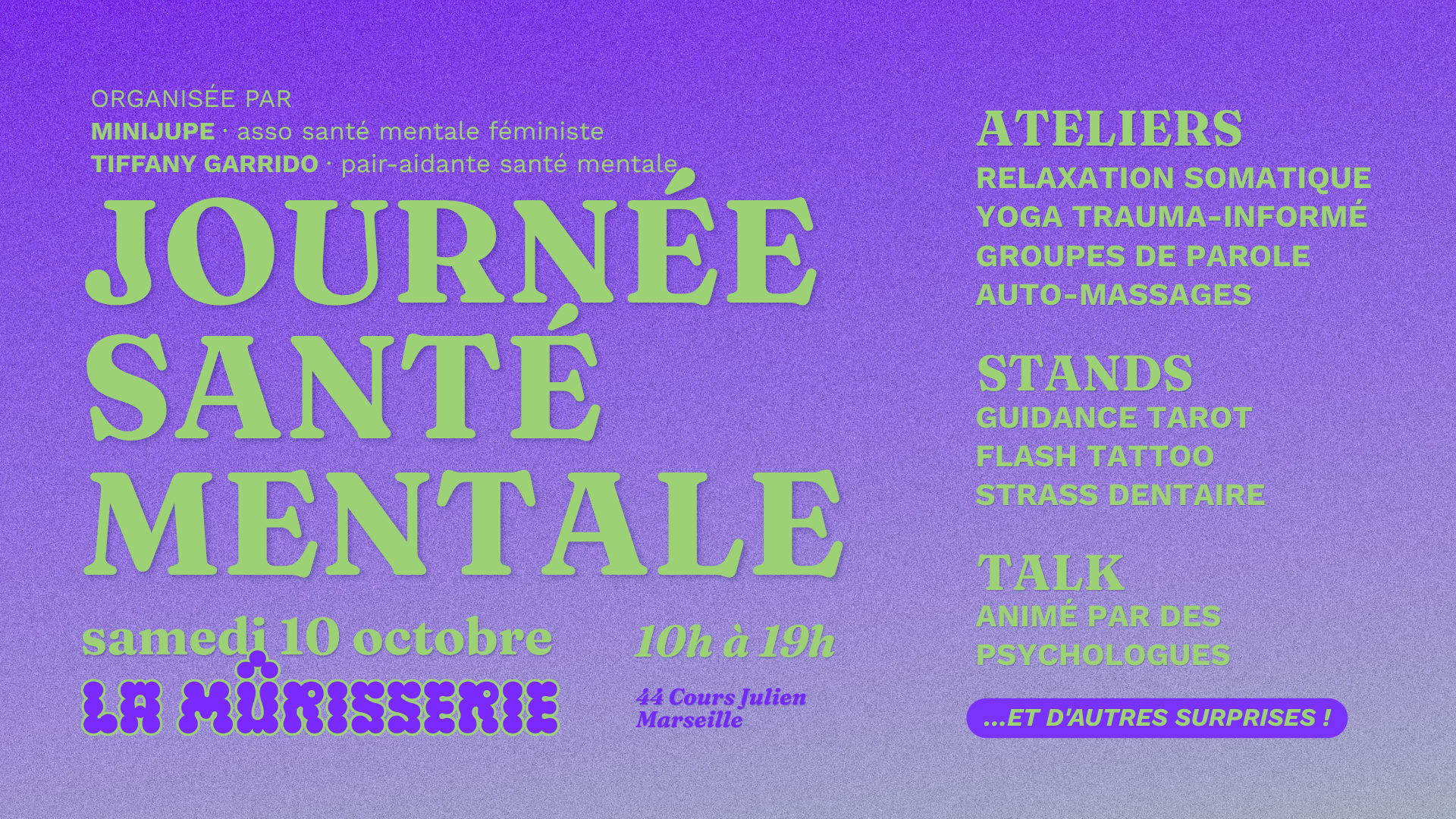 Journée Santé Mentale — Minijupe & Tiffany Garrido