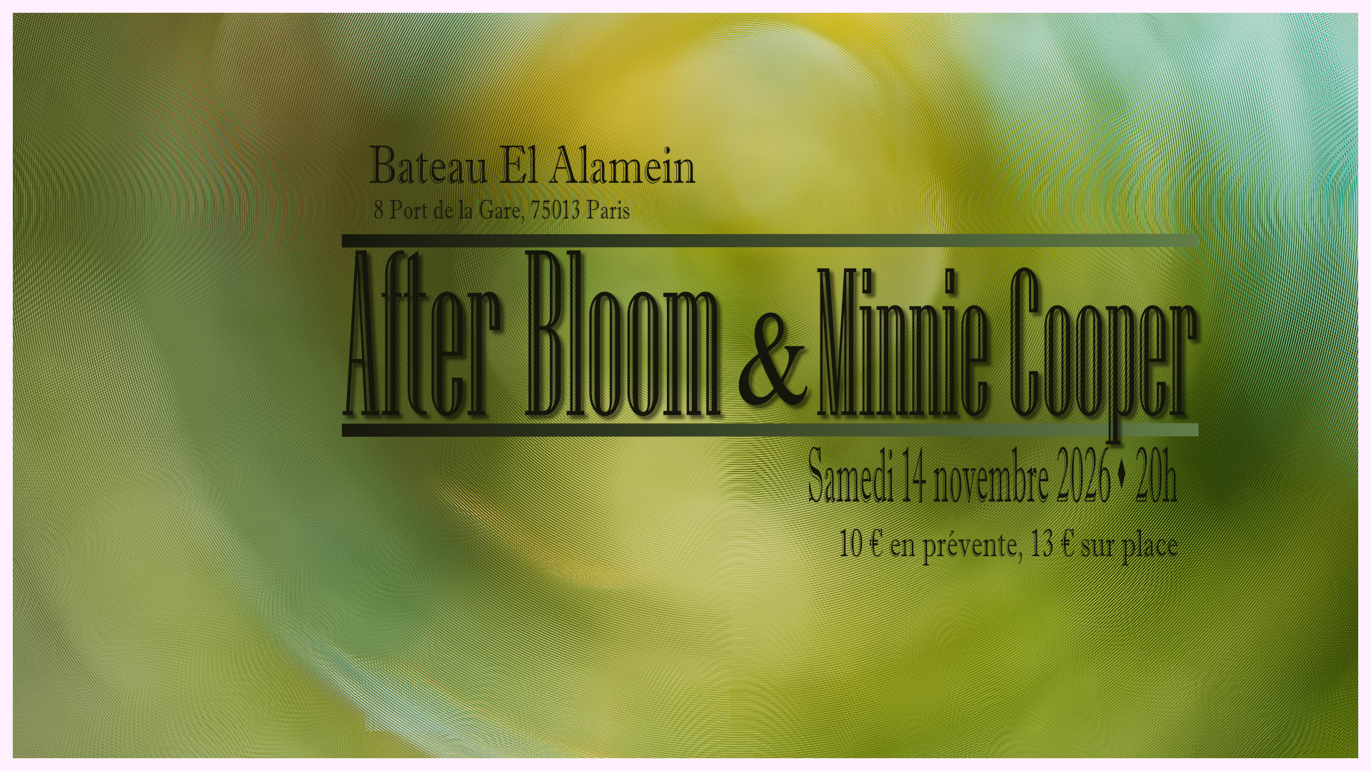Sam 14/11 -After Bloom + Minnie Cooper