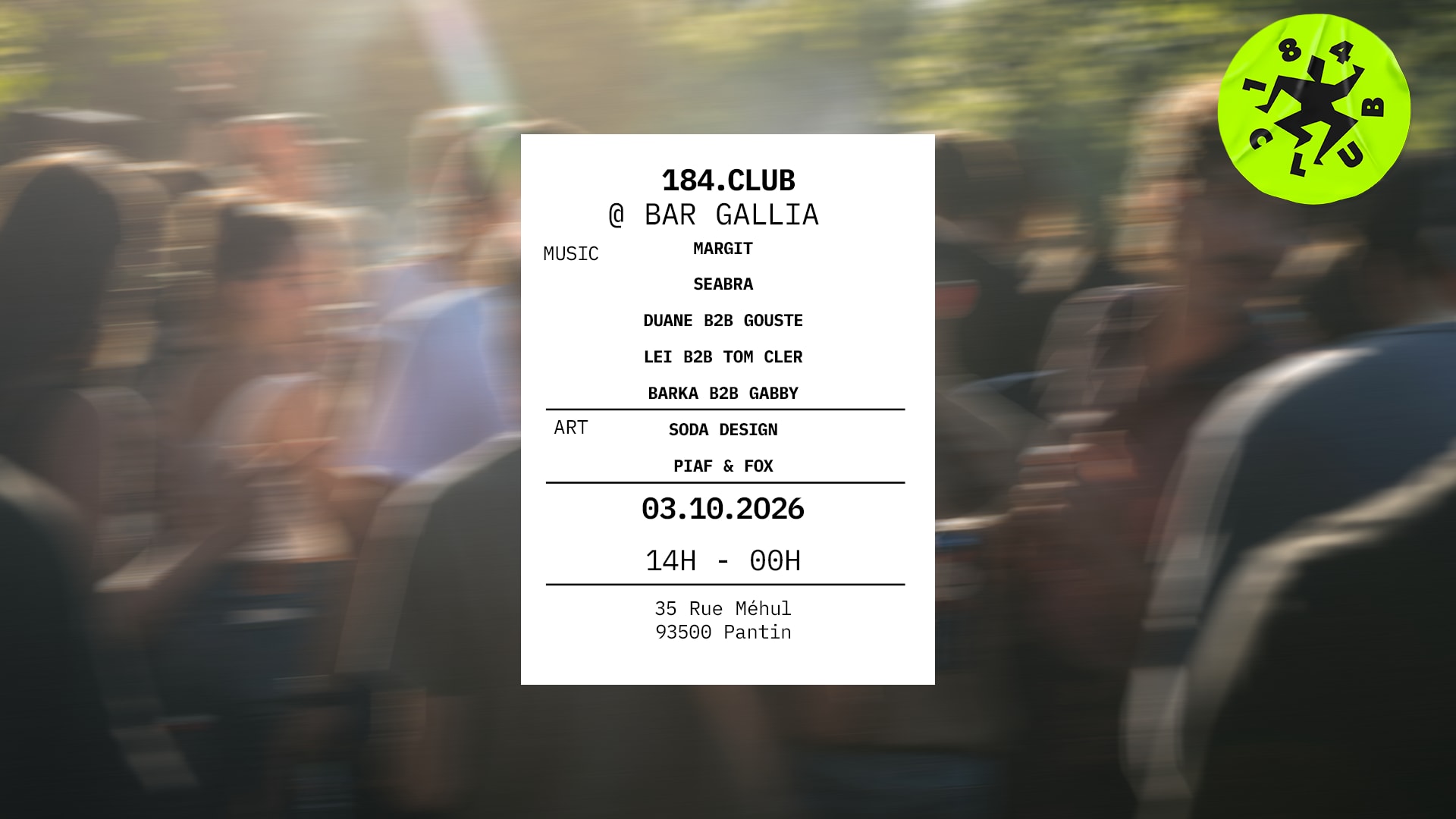 184 & Friends @ Bar Gallia