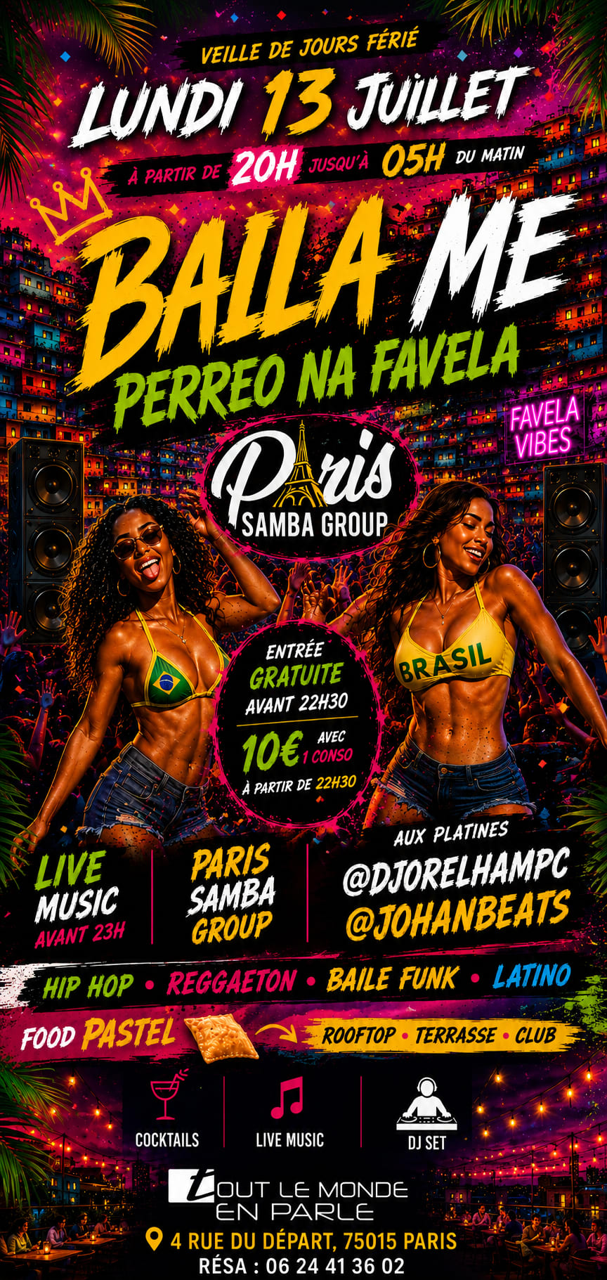 Soiree Bresilienne & Reggaeton Baila Me Open Air