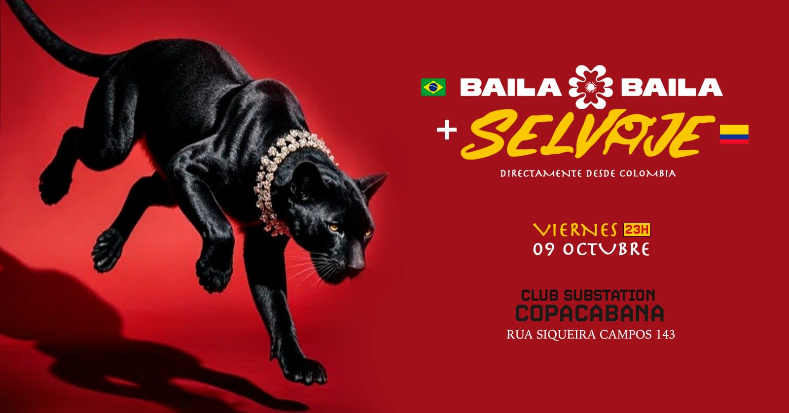 Fiesta Latina Baila Baila + Selvaje (Colômbia) | 09 Octubre