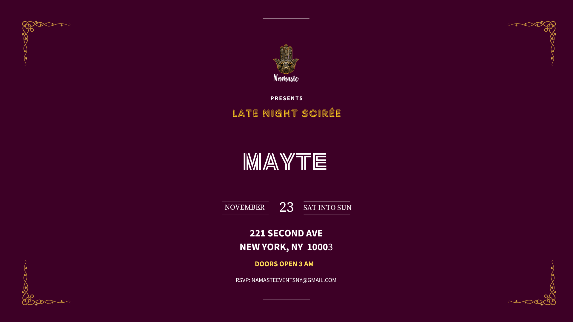 Late Night Soirée W/ Mayte 11.23.25