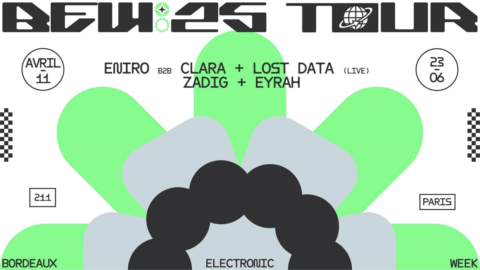 Bew Tour 2025: Zadig, Ey.Rah, Clara, Lost Data (Live), Eniro