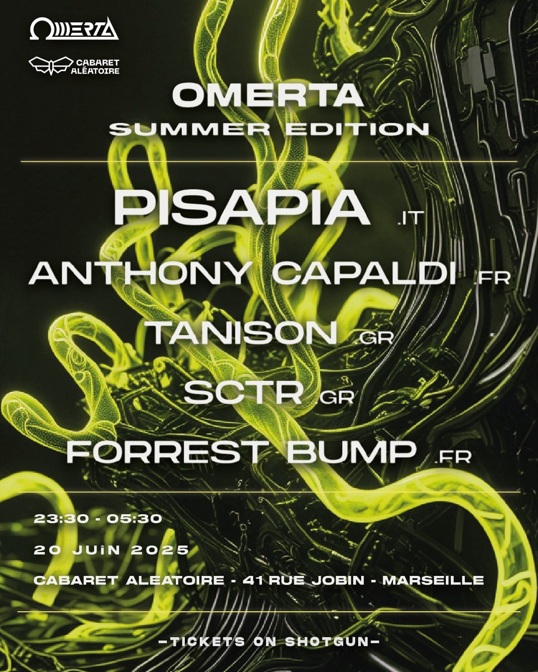 Club Cabaret X Omerta Collectif : Pisapia, Sctr & More