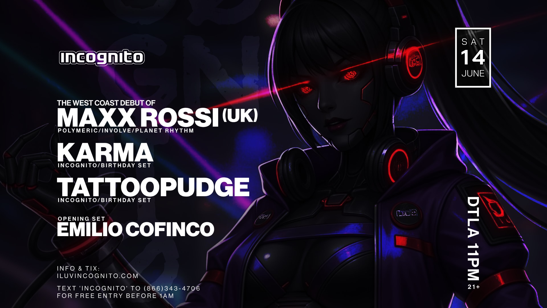 Incognito Presents The West Coast Debut Of Maxx Rossi (Uk)