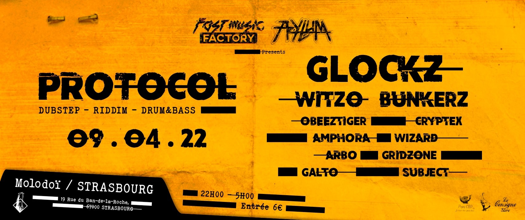 Azylum & Fast Music Factory Presents: Protocol W/Glockz