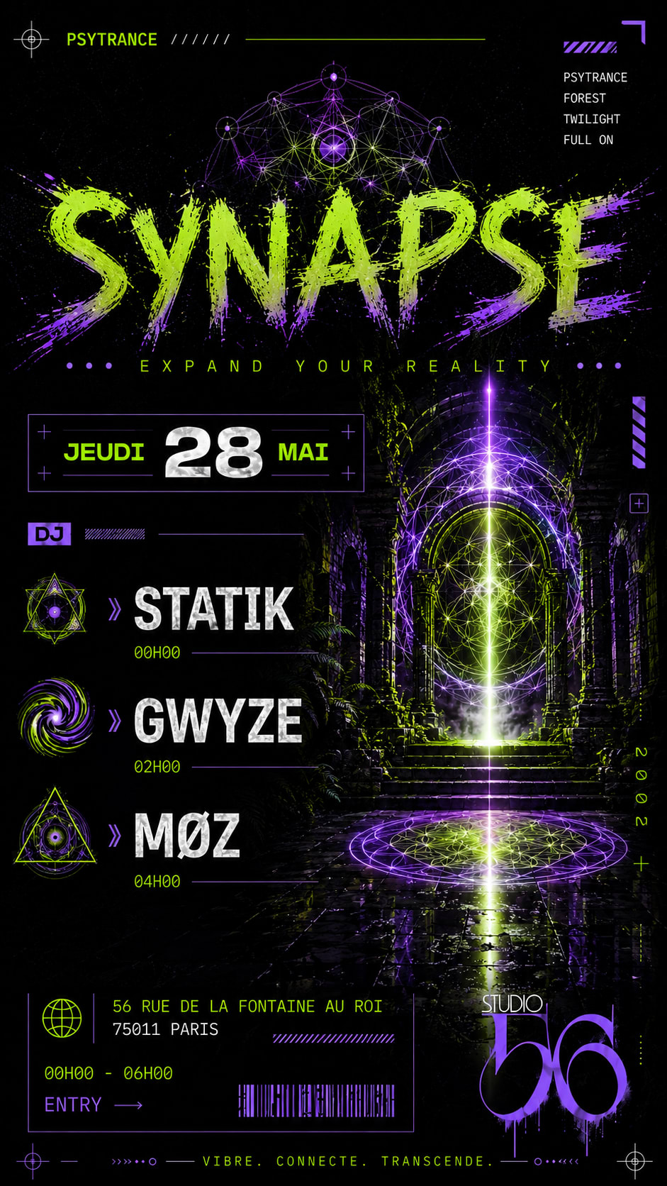 Synapse W/ Dj Statik, Gwyze , Møz