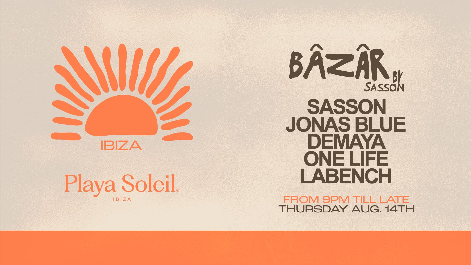 Bâzâr By Sasson @Playa Soleil | Thursday August 14th