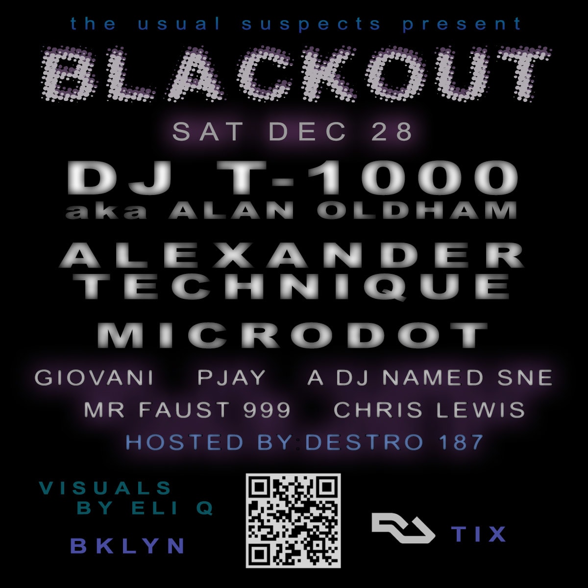 Blackout: W/ Dj T-1000, Alexander Technique, Microdot + More
