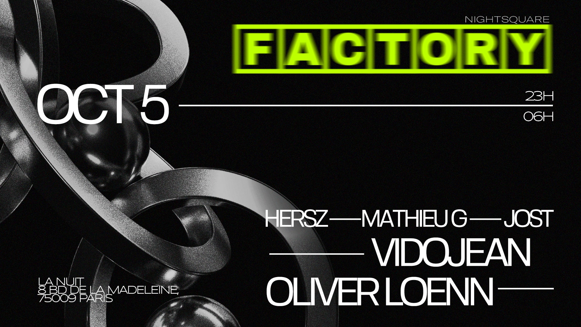 Factory Invite Vidojean & Oliver Loenn - Sat 5 October