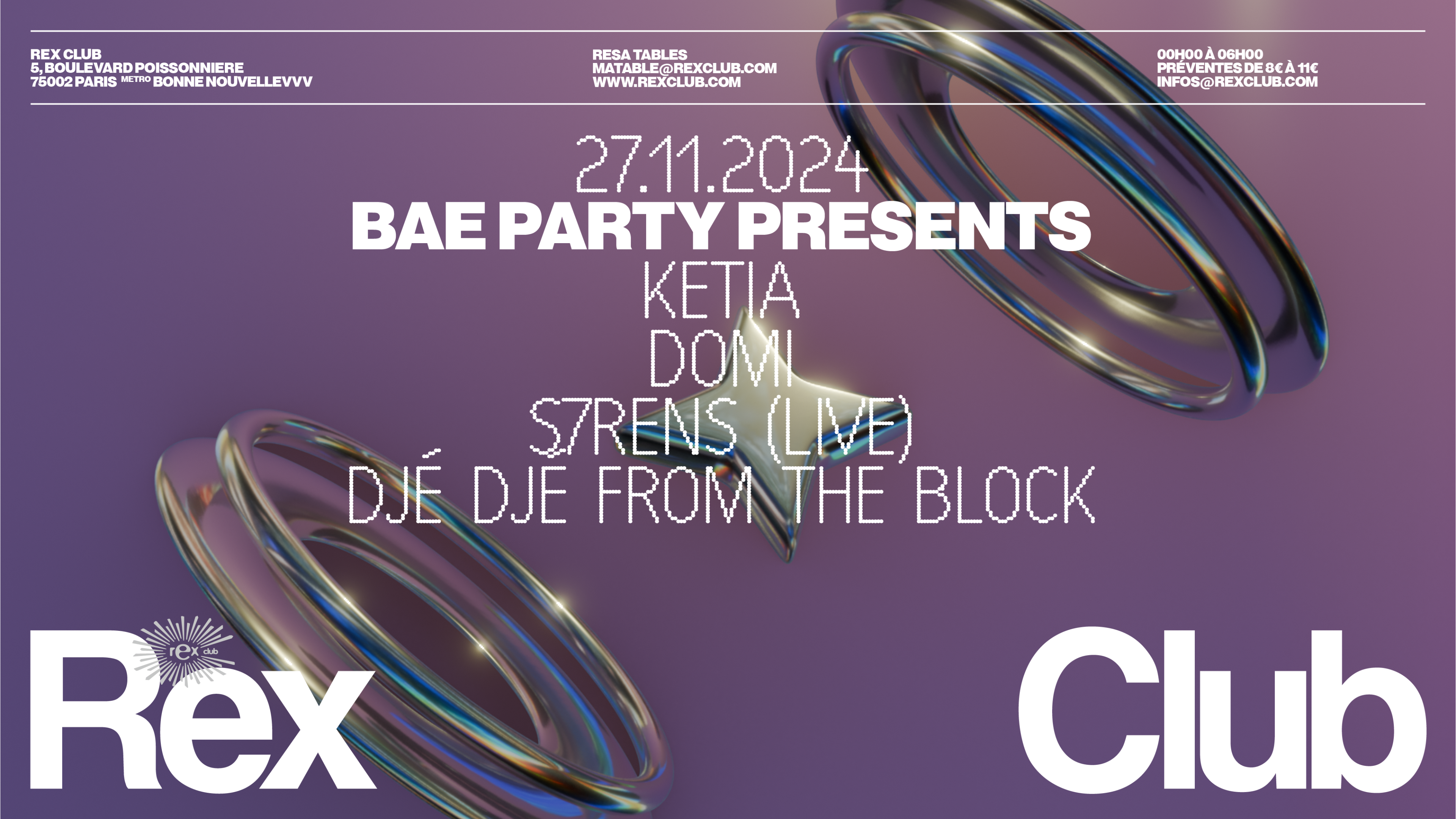 Bae Party Presents: Ketia, Domi, S7rens (Live) & Djé Djé