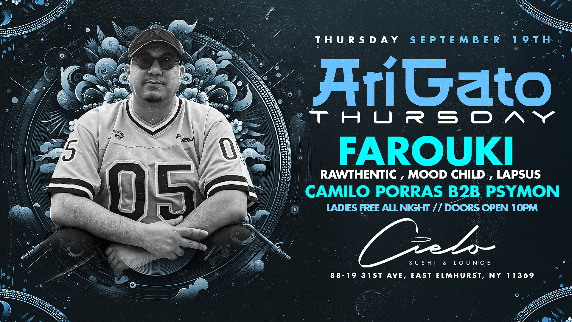 Arigato Thursdays W/ Farouki, Camilo Porras B2b Psymon  9.19