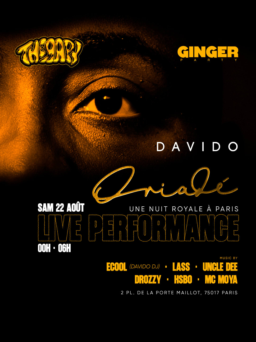 Davido Oriadé Party - Therapy X Ginger / 22 August