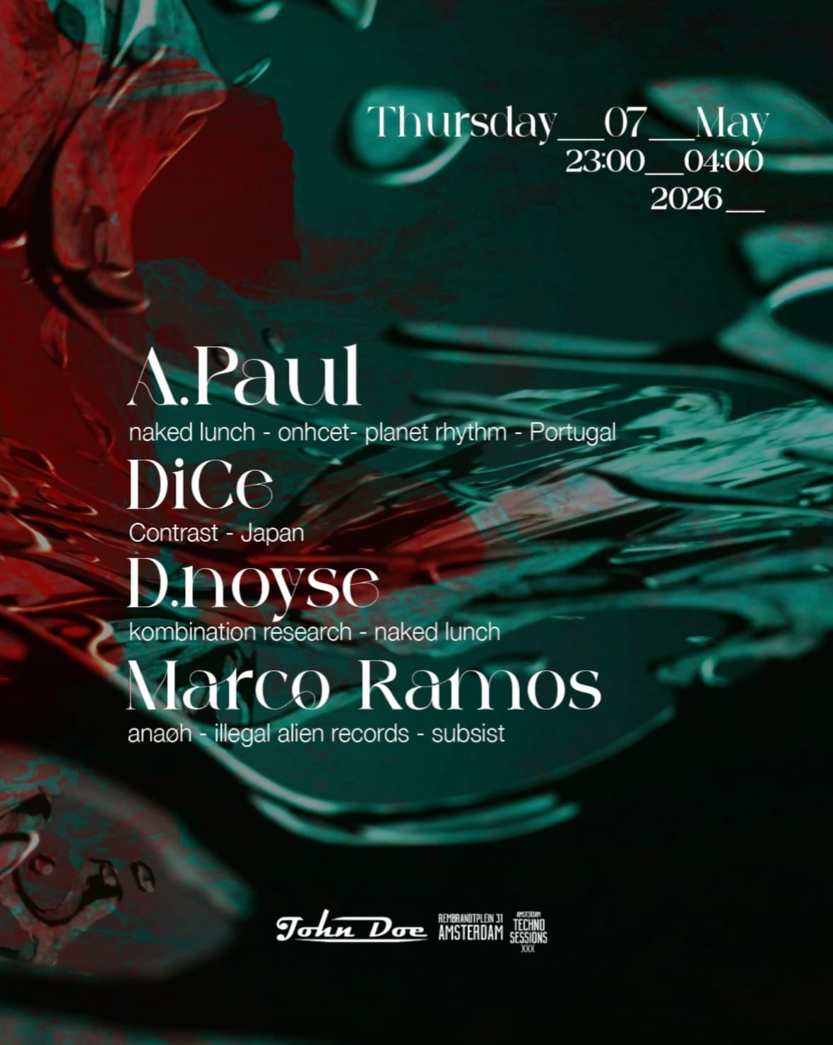 Amsterdam Techno Sessions W/ A.Paul (Onhcet- Naked Lunch) Pt