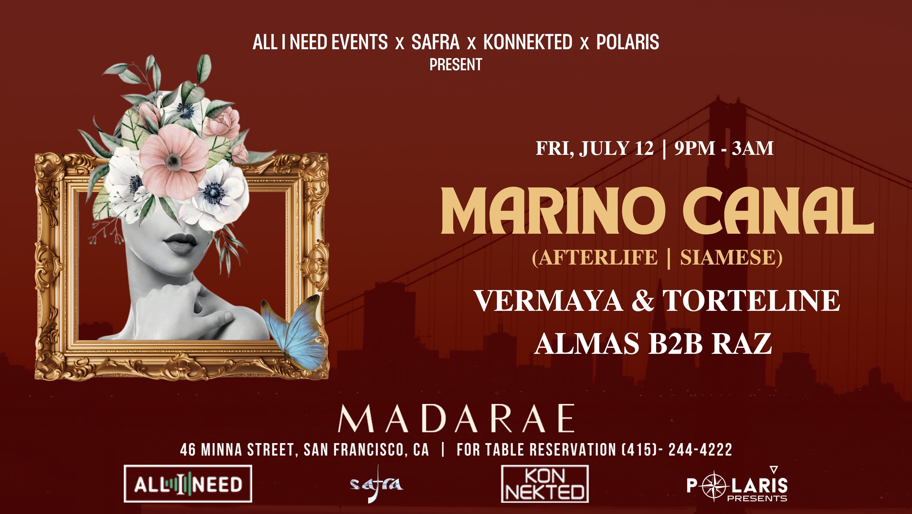 All I Need Events W/ Marino Canal (Afterlife) At Madarae Sf