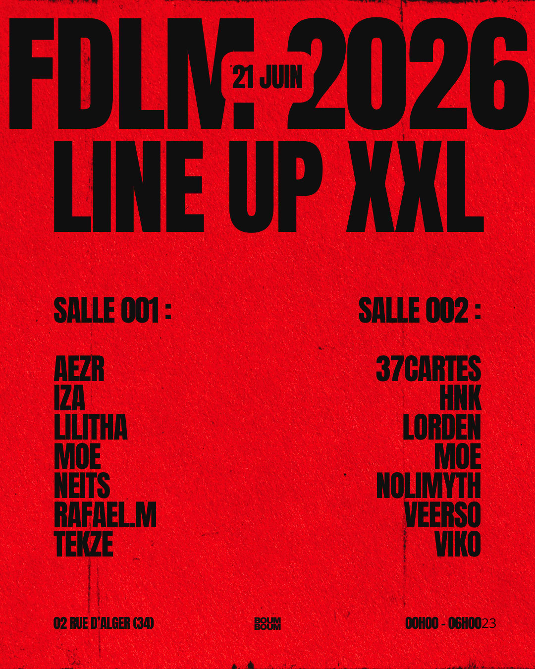 Boum Boum : Fdlm 2026 - Line Up Xxl