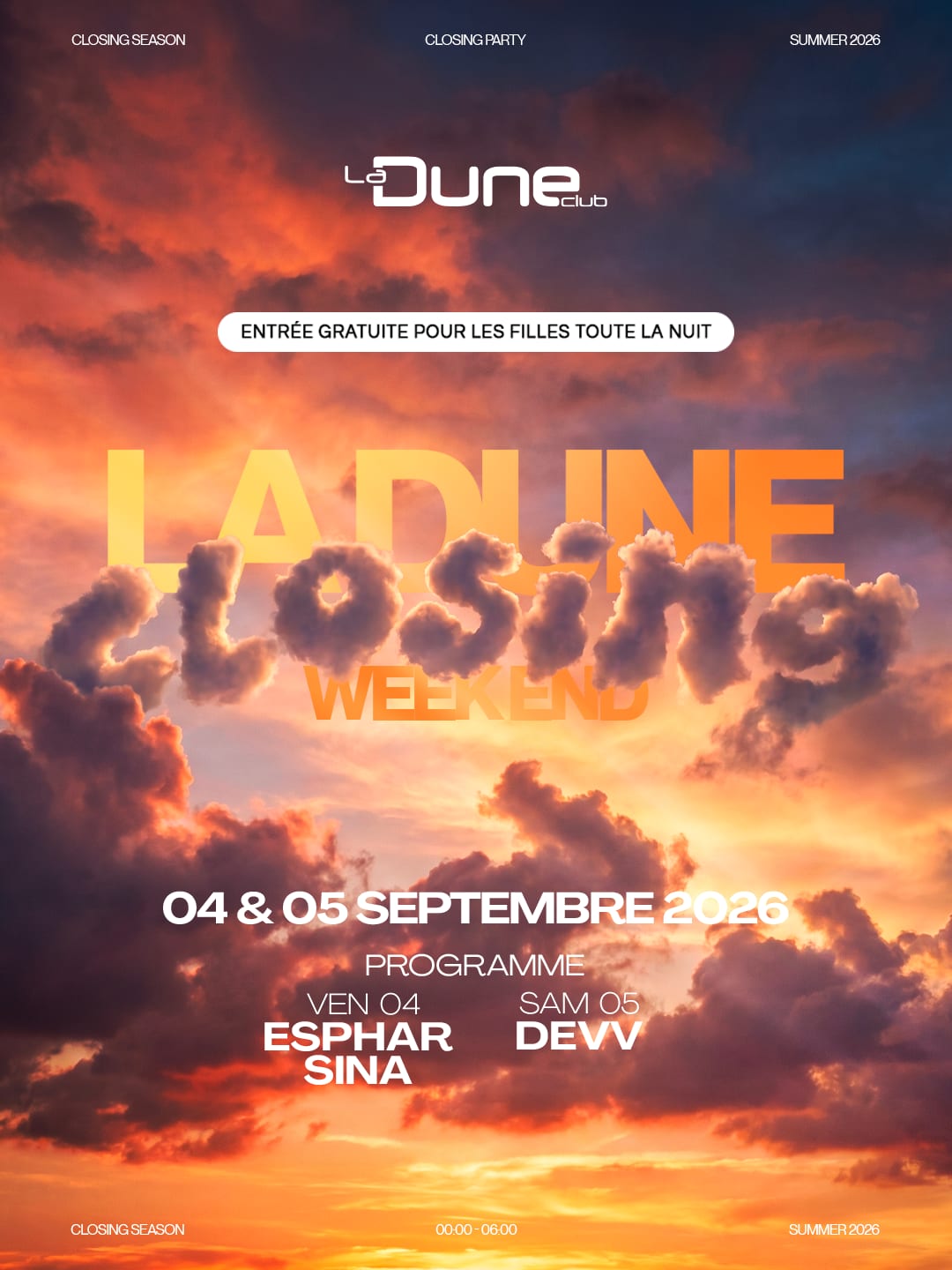 Closing - Samedi 5 Septembre