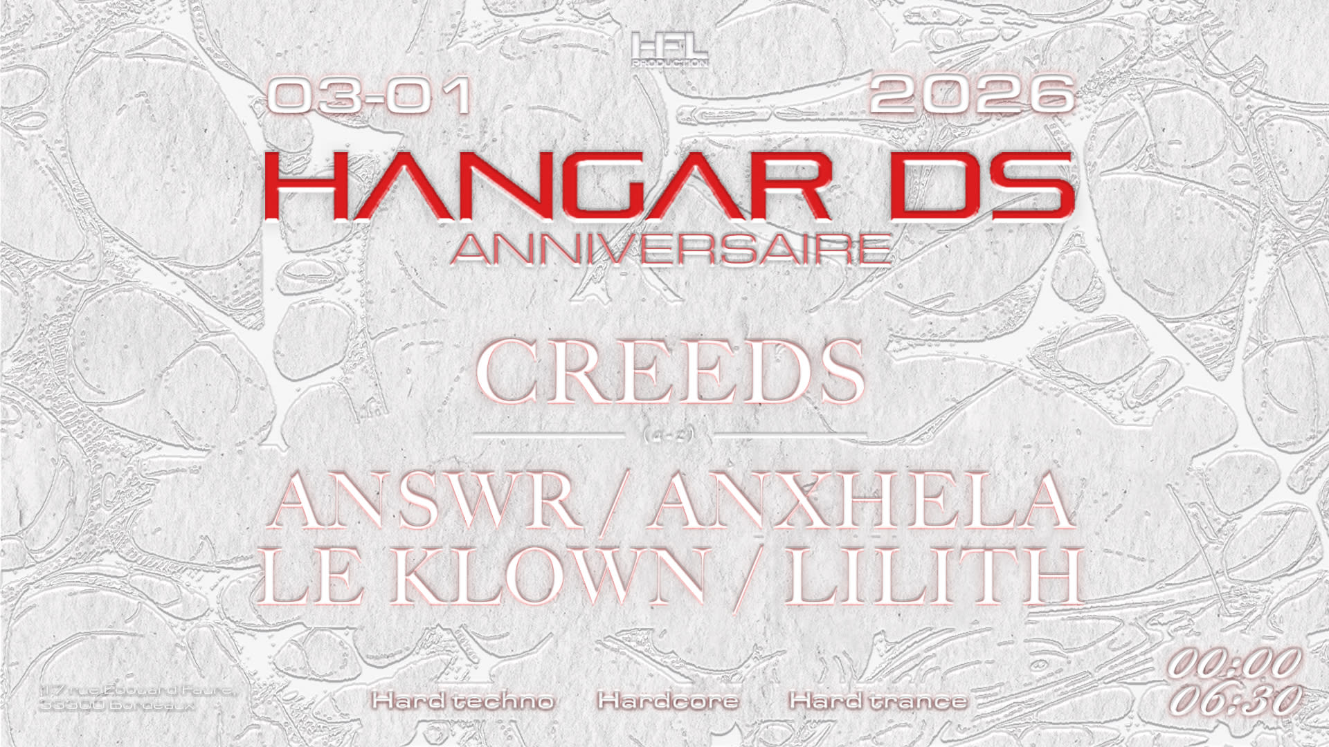 Hangar Ds : Anniversaire // Creeds - Answr - Anxhela - ...
