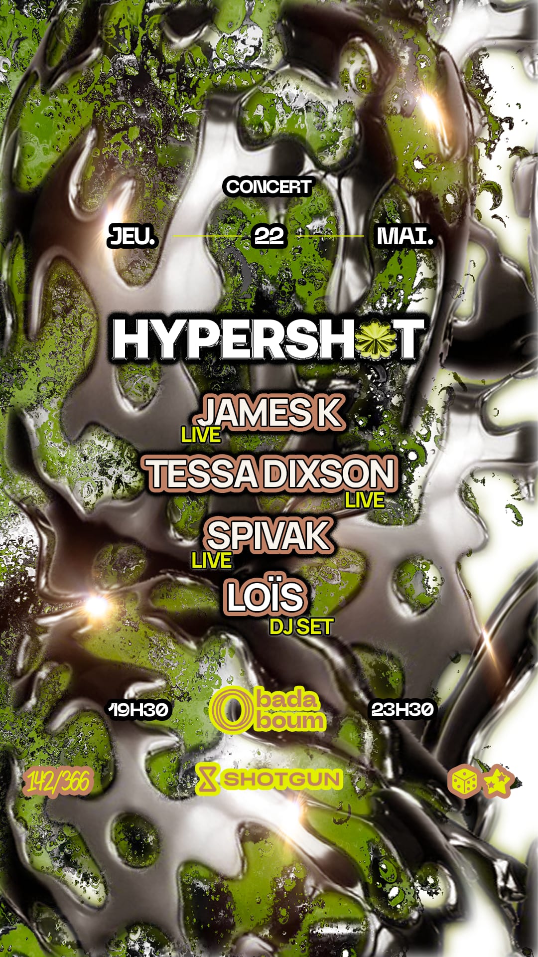 Concert — Hypershot: James K, Tessa Dixson, Spivak