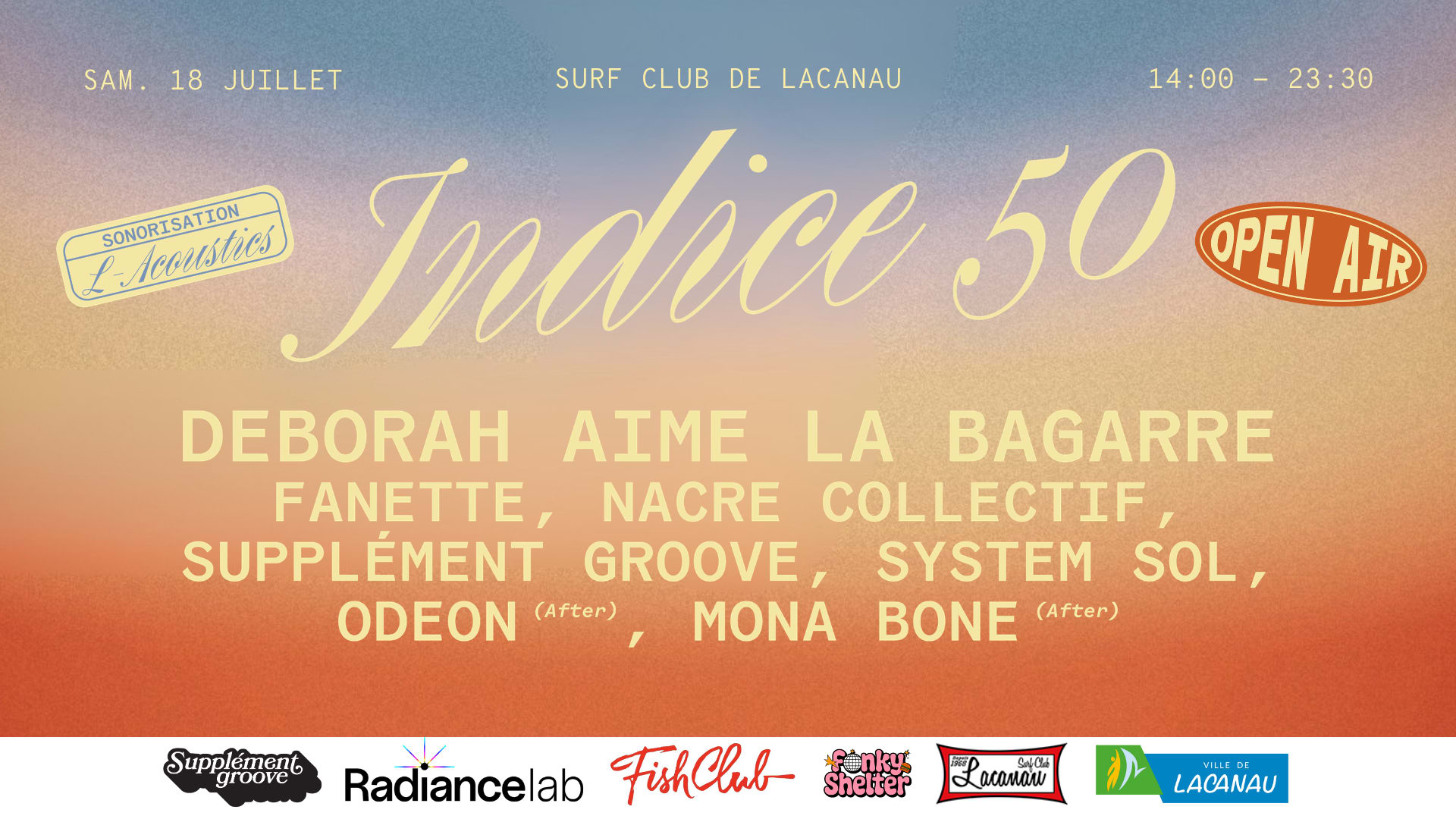 Indice 50 - Open Air Gratuit - Surf Club Lacanau