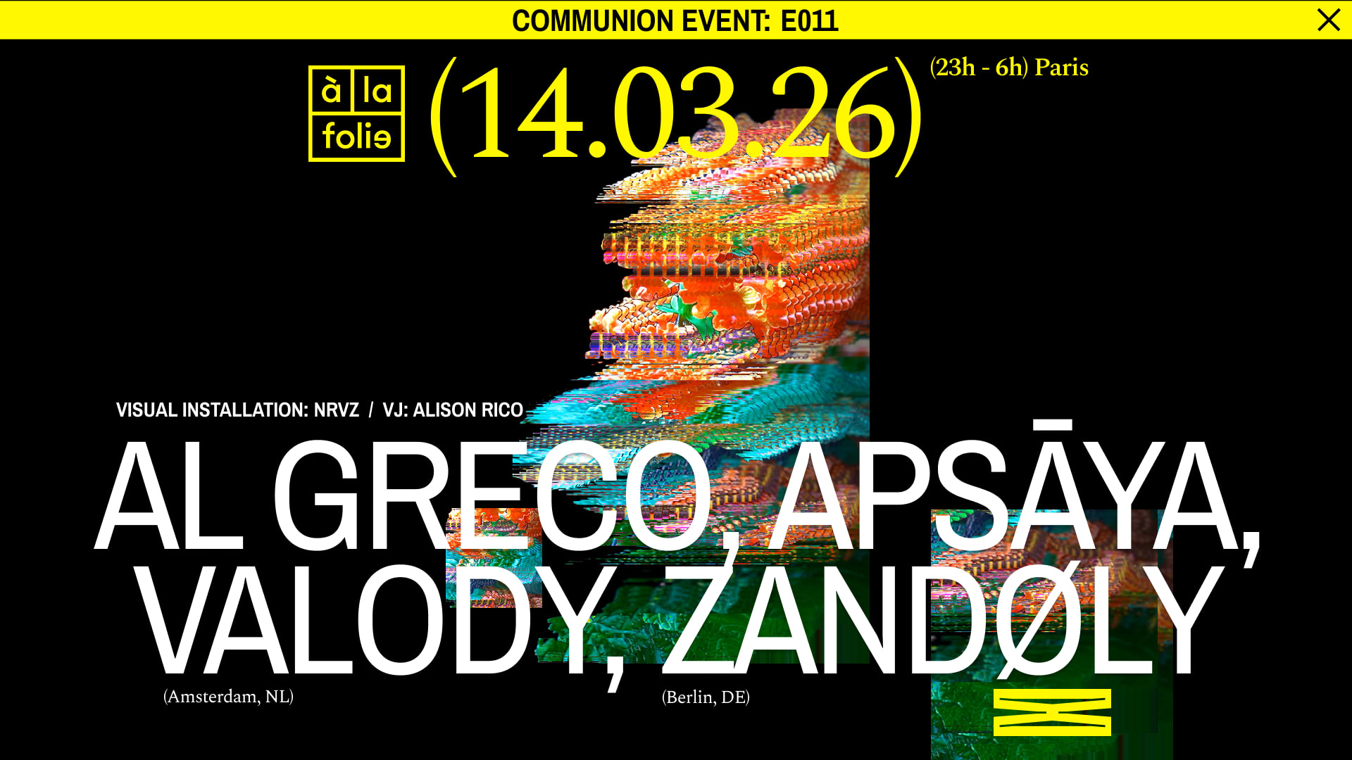 Communion - A La Folie - 14 Mars