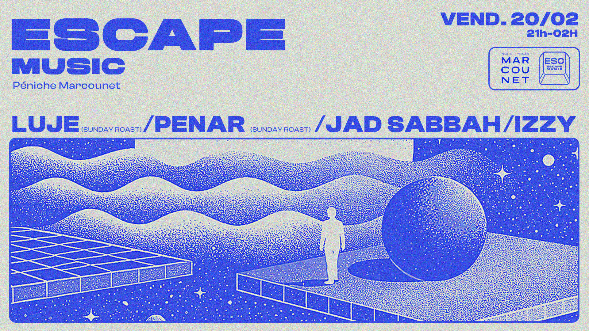 Escape Music Invite Sunday Roast - Péniche Marcounet