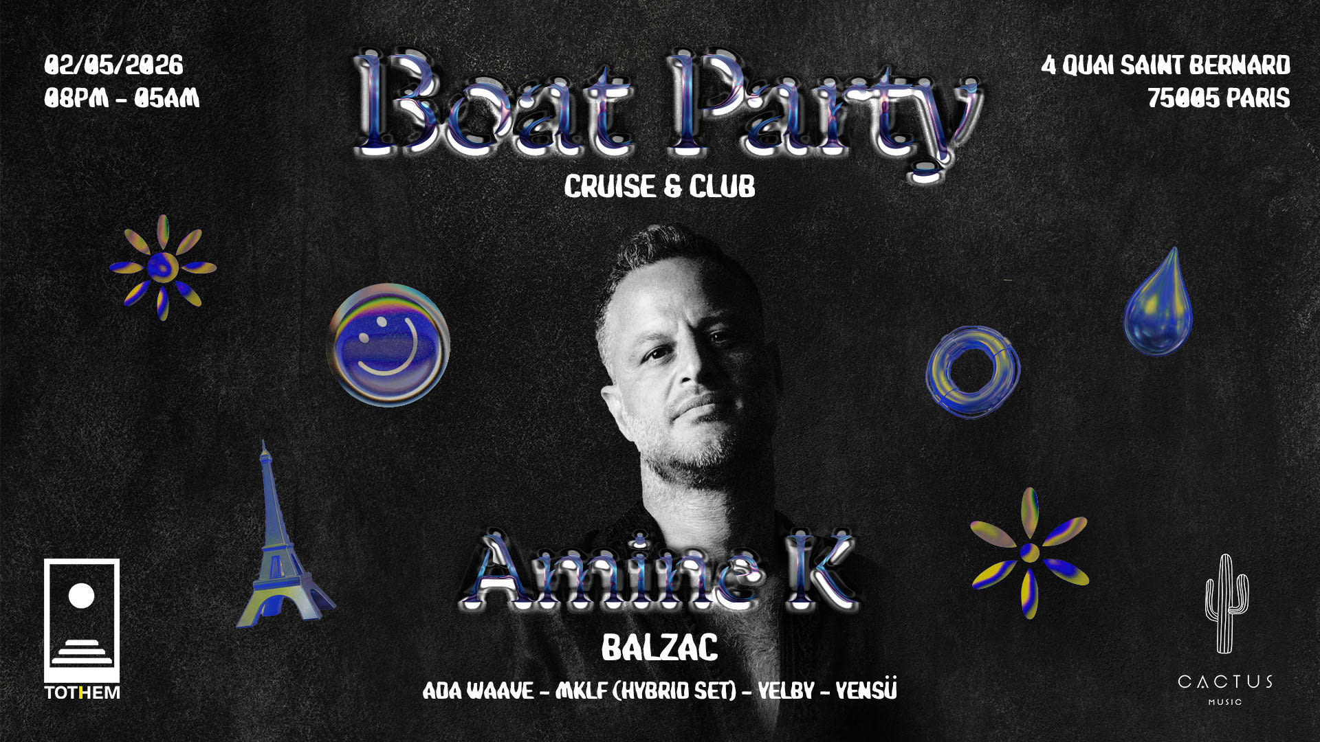 Tothem X Cactus Invite Amine K | Boat Party