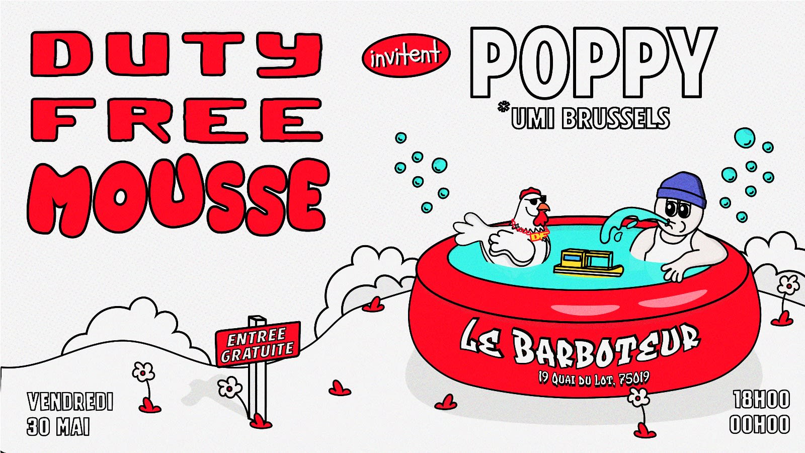 Duty Free Mousse : Open Air Avec Poppy @ Canal Barboteur