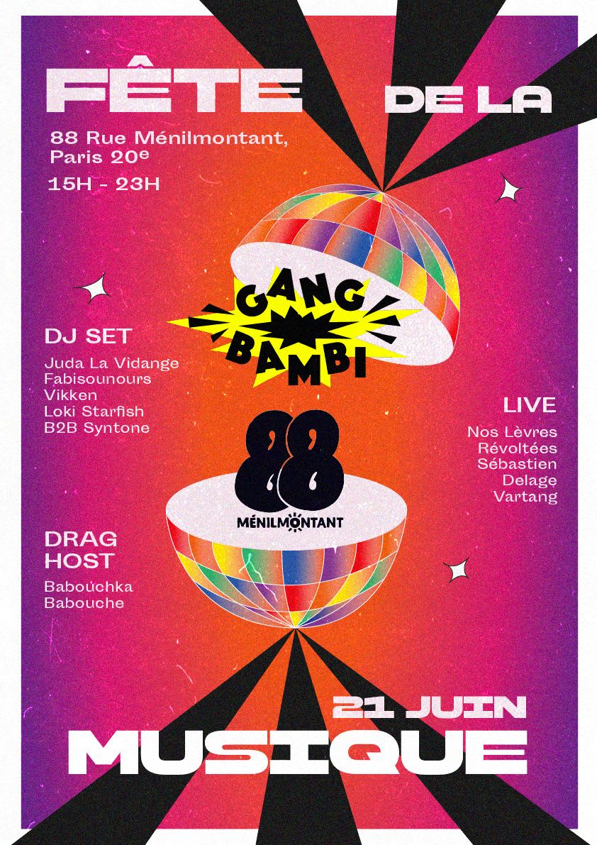 88 Ménilmontant : Fête De La Musique W/Gang Bambi | 21.06