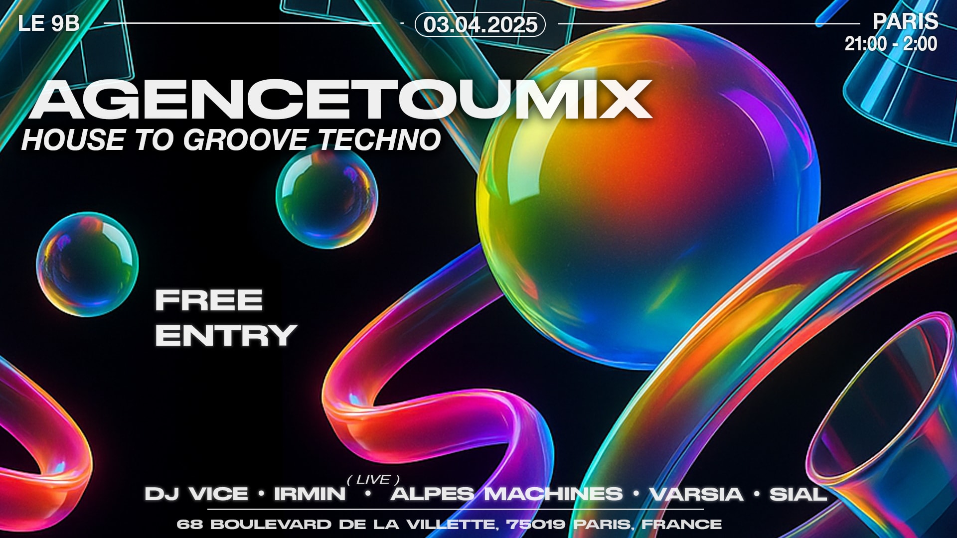 Collectif Agencetoumix @ Le 9b(Electro,House,Techno/Gratuit)
