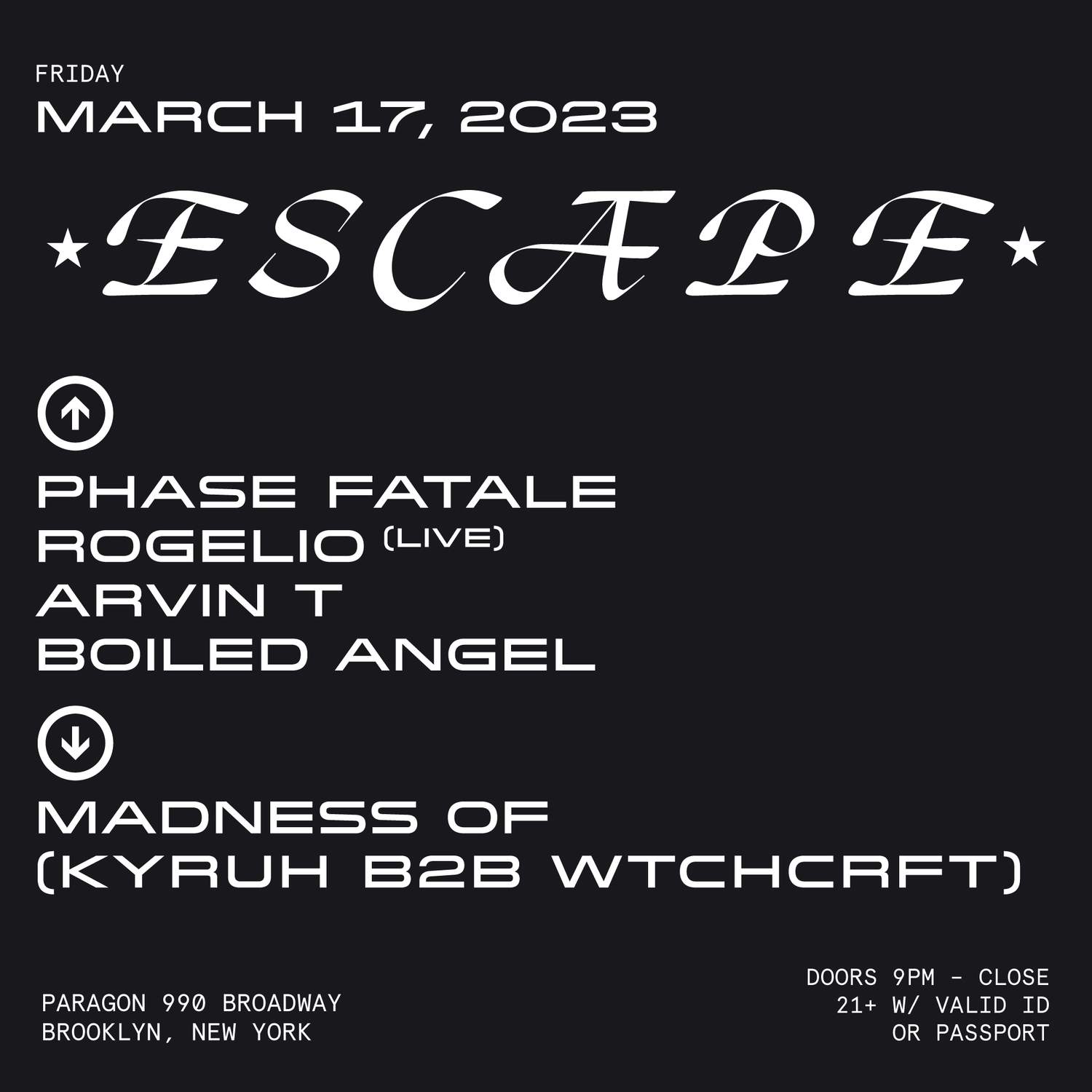 Escape: Phase Fatale, Rogelio (Live), Arvin T, Madness Of