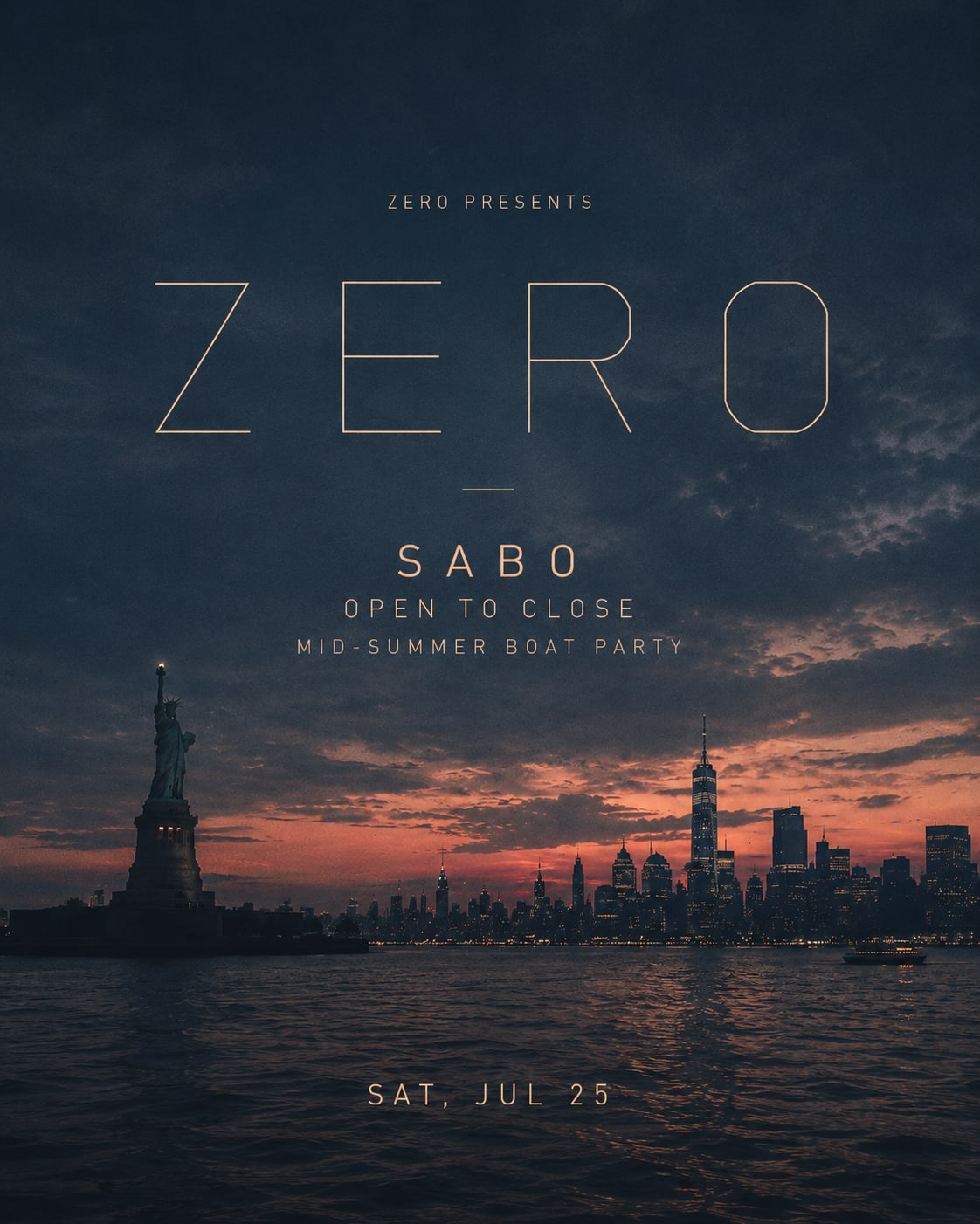 Zero Presents:  Sabo- Open To Close - Mid-Summer Boat Party