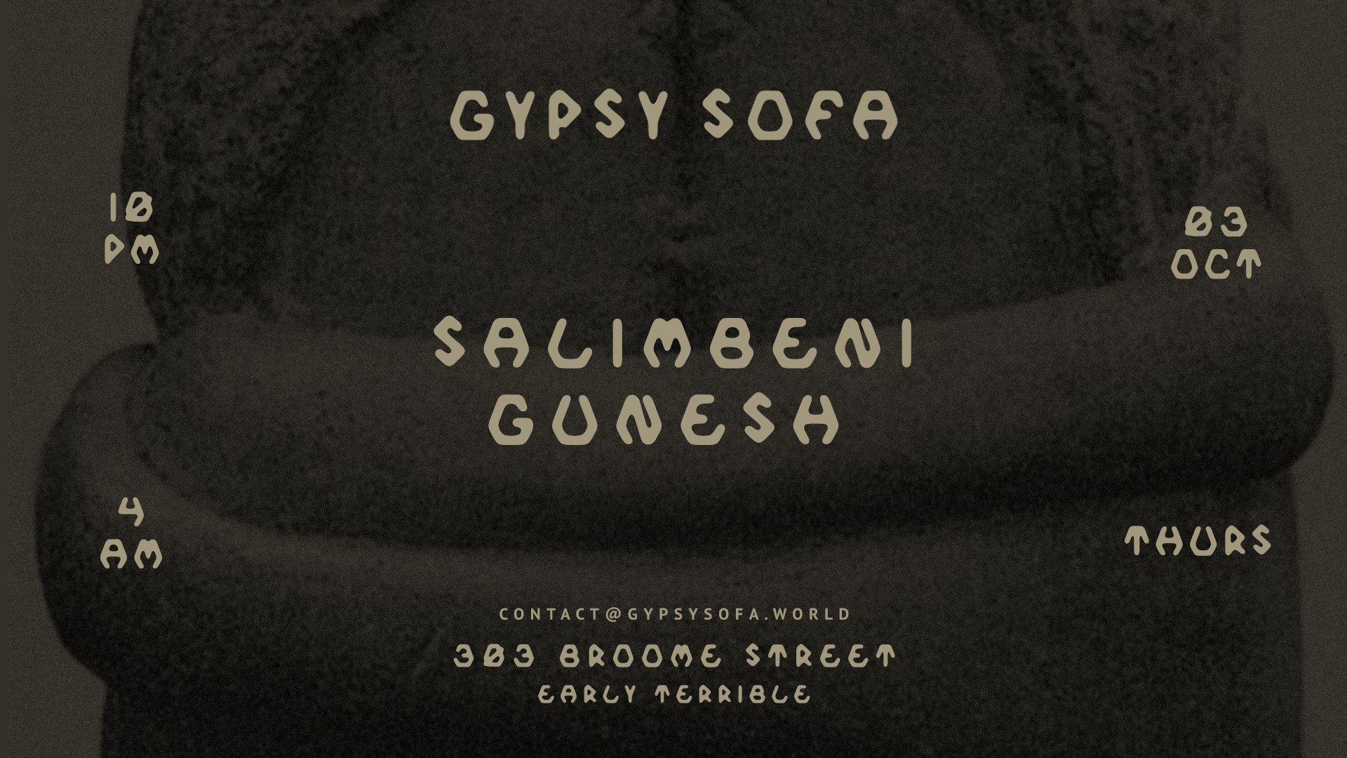 Gypsy Sofa: Salimbeni & Gunesh, October 3