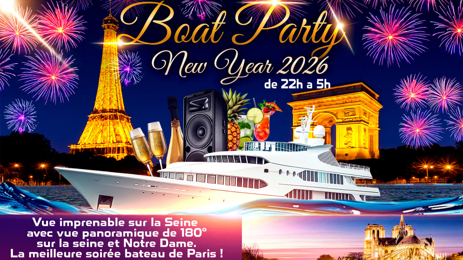 Boat Party New Year 2026 Nouvel An D' Exception Sur La Seine